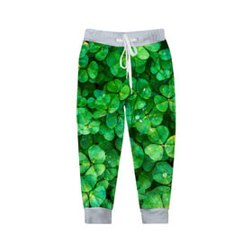 Детские брюки 3D с принтом клевер в Белгороде, 100% полиэстер | манжеты по низу, эластичный пояс регулируется шнурком, по бокам два кармана без застежек, внутренняя часть кармана из мелкой сетки | зелень | ирландия | клевер | лето | листья | солнце | цветы