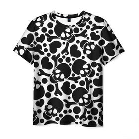 Мужская футболка 3D с принтом Черепа в Белгороде, 100% полиэфир | прямой крой, круглый вырез горловины, длина до линии бедер | день мертвых | мексика | паттерн | традиция | узоры | цветы | черно белый