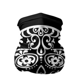 Бандана-труба 3D с принтом Мексиканский череп в Белгороде, 100% полиэстер, ткань с особыми свойствами — Activecool | плотность 150‒180 г/м2; хорошо тянется, но сохраняет форму | день мертвых | мексика | традция | узоры | цветы | черный
