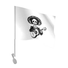 Флаг для автомобиля с принтом Мексиканский череп в Белгороде, 100% полиэстер | Размер: 30*21 см | color | day of the dead | dead | death | holiday | mexican skull | mexico | ornament | pattern | гитара | день мертвых | мексика | мексиканский череп | мертвецов | музыка | орнамент | поет | праздник | узоры | цветы