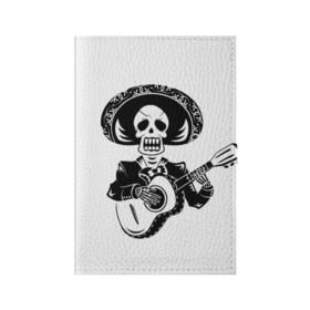 Обложка для паспорта матовая кожа с принтом Мексиканский череп в Белгороде, натуральная матовая кожа | размер 19,3 х 13,7 см; прозрачные пластиковые крепления | color | day of the dead | dead | death | holiday | mexican skull | mexico | ornament | pattern | гитара | день мертвых | мексика | мексиканский череп | мертвецов | музыка | орнамент | поет | праздник | узоры | цветы