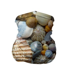 Бандана-труба 3D с принтом Морские ракушки и камни в Белгороде, 100% полиэстер, ткань с особыми свойствами — Activecool | плотность 150‒180 г/м2; хорошо тянется, но сохраняет форму | камни | море | морские камни | ракушки
