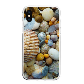 Чехол для iPhone XS Max матовый с принтом Морские ракушки и камни в Белгороде, Силикон | Область печати: задняя сторона чехла, без боковых панелей | камни | море | морские камни | ракушки