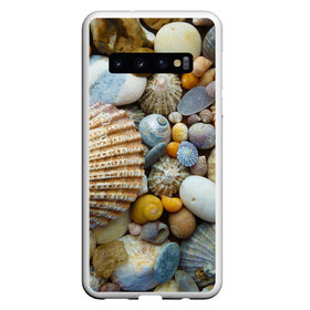 Чехол для Samsung Galaxy S10 с принтом Морские ракушки и камни в Белгороде, Силикон | Область печати: задняя сторона чехла, без боковых панелей | камни | море | морские камни | ракушки