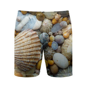 Мужские шорты 3D спортивные с принтом Морские ракушки и камни в Белгороде,  |  | камни | море | морские камни | ракушки