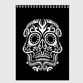 Скетчбук с принтом Мексиканский череп в Белгороде, 100% бумага
 | 48 листов, плотность листов — 100 г/м2, плотность картонной обложки — 250 г/м2. Листы скреплены сверху удобной пружинной спиралью | color | dead | death | eyes | girl | halloween | holiday | makeup | mask | mexican skull | mexico | ornament | pattern | взгляд | девушка | день мертвых | макияж | маска | мексика | мексиканский череп | мертвецов | орнамент | паутина | праздник