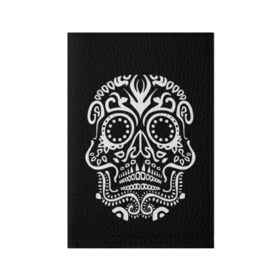 Обложка для паспорта матовая кожа с принтом Мексиканский череп в Белгороде, натуральная матовая кожа | размер 19,3 х 13,7 см; прозрачные пластиковые крепления | Тематика изображения на принте: color | dead | death | eyes | girl | halloween | holiday | makeup | mask | mexican skull | mexico | ornament | pattern | взгляд | девушка | день мертвых | макияж | маска | мексика | мексиканский череп | мертвецов | орнамент | паутина | праздник