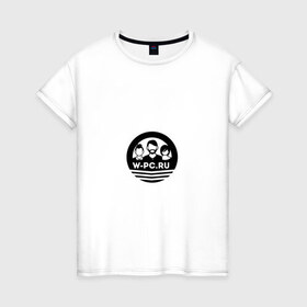 Женская футболка хлопок с принтом W-PC в Белгороде, 100% хлопок | прямой крой, круглый вырез горловины, длина до линии бедер, слегка спущенное плечо | w pc.ru | world people and cars | wpc