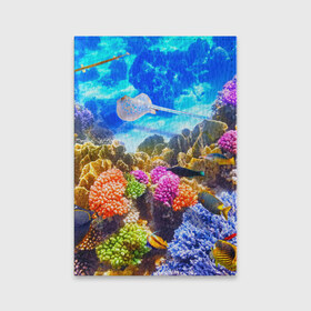 Обложка для паспорта матовая кожа с принтом Подводный мир в Белгороде, натуральная матовая кожа | размер 19,3 х 13,7 см; прозрачные пластиковые крепления | Тематика изображения на принте: вода | коралл | океан | рыбки | синяя