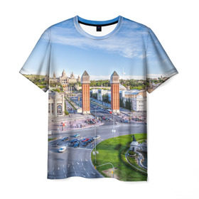 Мужская футболка 3D с принтом Барселона в Белгороде, 100% полиэфир | прямой крой, круглый вырез горловины, длина до линии бедер | barcelona | europe | spain | барселона | европа | ес | испания | каталония | отпуск | туризм