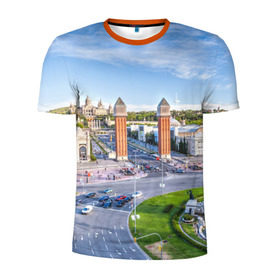 Мужская футболка 3D спортивная с принтом Барселона в Белгороде, 100% полиэстер с улучшенными характеристиками | приталенный силуэт, круглая горловина, широкие плечи, сужается к линии бедра | barcelona | europe | spain | барселона | европа | ес | испания | каталония | отпуск | туризм