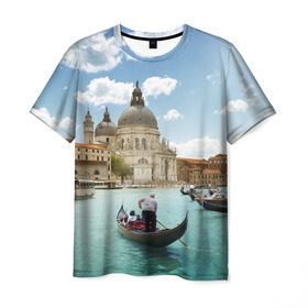 Мужская футболка 3D с принтом Венеция в Белгороде, 100% полиэфир | прямой крой, круглый вырез горловины, длина до линии бедер | Тематика изображения на принте: europe | italy | venice | венеция | вода | европа | ес | италия | каникулы | лодки | отдых | отпуск | солнце | туризм