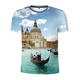 Мужская футболка 3D спортивная с принтом Венеция в Белгороде, 100% полиэстер с улучшенными характеристиками | приталенный силуэт, круглая горловина, широкие плечи, сужается к линии бедра | europe | italy | venice | венеция | вода | европа | ес | италия | каникулы | лодки | отдых | отпуск | солнце | туризм