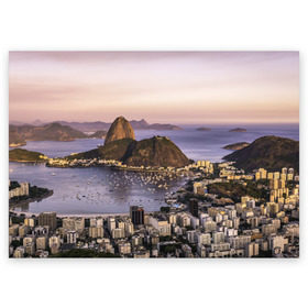 Поздравительная открытка с принтом Рио (Бразилия) в Белгороде, 100% бумага | плотность бумаги 280 г/м2, матовая, на обратной стороне линовка и место для марки
 | brazil | rio de janeiro | бразилия | жара | каникулы | карнавал | мегаполис | отдых | отпуск | пляж | приключение | путешествие | рио де жанейро | туризм | футбол | южная америка