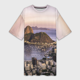 Платье-футболка 3D с принтом Рио (Бразилия) в Белгороде,  |  | brazil | rio de janeiro | бразилия | жара | каникулы | карнавал | мегаполис | отдых | отпуск | пляж | приключение | путешествие | рио де жанейро | туризм | футбол | южная америка