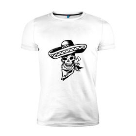 Мужская футболка премиум с принтом Мексиканский череп в Белгороде, 92% хлопок, 8% лайкра | приталенный силуэт, круглый вырез ворота, длина до линии бедра, короткий рукав | 
