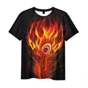 Мужская футболка 3D с принтом Феникс в Белгороде, 100% полиэфир | прямой крой, круглый вырез горловины, длина до линии бедер | phoenix | арт | дым | краска | лучи | огонь | пламя | прикольные | птица. фентези | свет | феникс