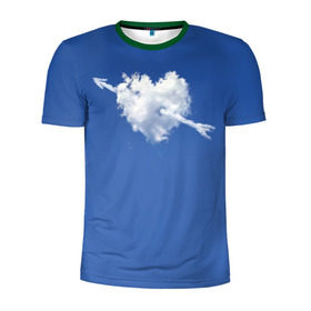 Мужская футболка 3D спортивная с принтом Облако, сердце, стрела в Белгороде, 100% полиэстер с улучшенными характеристиками | приталенный силуэт, круглая горловина, широкие плечи, сужается к линии бедра | love is | любовь | небо | облака | сердца