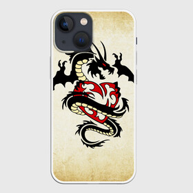 Чехол для iPhone 13 mini с принтом Покоритель сердец в Белгороде,  |  | dragon | дракон | дракоша | змей | когти | крылья | монстр | огонь | пламя | рога | тату | татуировка | трайбл | чешуя | чудовище | шипы