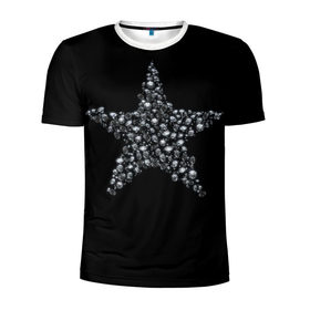 Мужская футболка 3D спортивная с принтом Алмазная звезда в Белгороде, 100% полиэстер с улучшенными характеристиками | приталенный силуэт, круглая горловина, широкие плечи, сужается к линии бедра | Тематика изображения на принте: алмаз | блеск | бриллиант | драгоценность | звезда