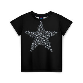 Детская футболка 3D с принтом Алмазная звезда в Белгороде, 100% гипоаллергенный полиэфир | прямой крой, круглый вырез горловины, длина до линии бедер, чуть спущенное плечо, ткань немного тянется | алмаз | блеск | бриллиант | драгоценность | звезда