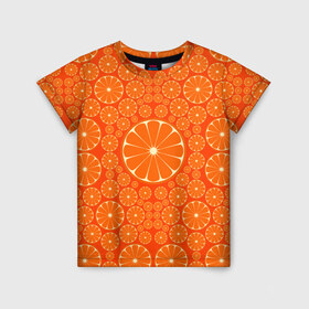 Детская футболка 3D с принтом Апельсины в Белгороде, 100% гипоаллергенный полиэфир | прямой крой, круглый вырез горловины, длина до линии бедер, чуть спущенное плечо, ткань немного тянется | 