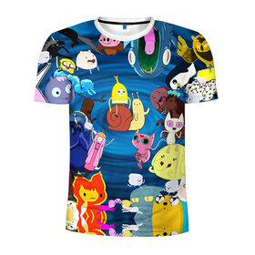 Мужская футболка 3D спортивная с принтом Adventure Time 1 в Белгороде, 100% полиэстер с улучшенными характеристиками | приталенный силуэт, круглая горловина, широкие плечи, сужается к линии бедра | Тематика изображения на принте: adventure time | bubblegum | dog | finn | jake | marcelline | время приключений | джейк и финн | марселин | пупырка