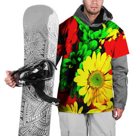 Накидка на куртку 3D с принтом Цветочки в Белгороде, 100% полиэстер |  | желтый | зеленый | красный | цветы