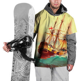 Накидка на куртку 3D с принтом Парусник в Белгороде, 100% полиэстер |  | Тематика изображения на принте: волны | исторический | корабль | море | океан