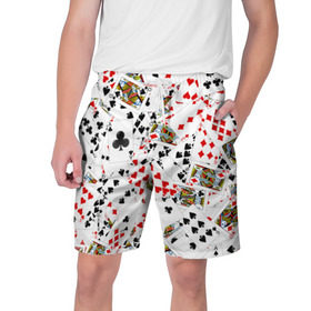 Мужские шорты 3D с принтом Игральные карты в Белгороде,  полиэстер 100% | прямой крой, два кармана без застежек по бокам. Мягкая трикотажная резинка на поясе, внутри которой широкие завязки. Длина чуть выше колен | 