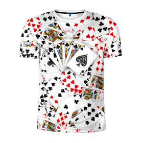 Мужская футболка 3D спортивная с принтом Роял-флеш в Белгороде, 100% полиэстер с улучшенными характеристиками | приталенный силуэт, круглая горловина, широкие плечи, сужается к линии бедра | карты | покер