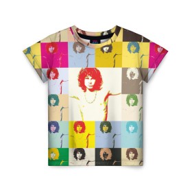 Детская футболка 3D с принтом Pop Art Jim Morrison The Doors в Белгороде, 100% гипоаллергенный полиэфир | прямой крой, круглый вырез горловины, длина до линии бедер, чуть спущенное плечо, ткань немного тянется | jim morrison | the doors | арт | дорс | моррисон