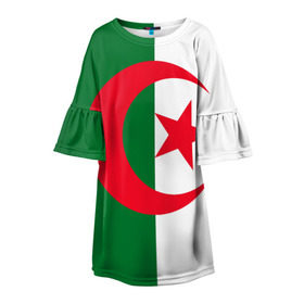Детское платье 3D с принтом Алжир в Белгороде, 100% полиэстер | прямой силуэт, чуть расширенный к низу. Круглая горловина, на рукавах — воланы | Тематика изображения на принте: африка | страна | флаг