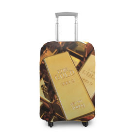 Чехол для чемодана 3D с принтом GOLD 999,9 в Белгороде, 86% полиэфир, 14% спандекс | двустороннее нанесение принта, прорези для ручек и колес | банк | богатство | драгоценность | золото | слитки