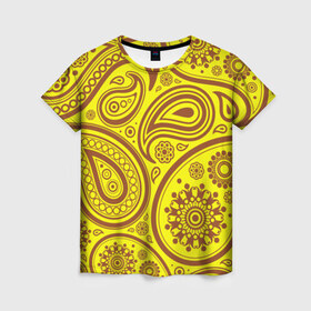 Женская футболка 3D с принтом Paisley в Белгороде, 100% полиэфир ( синтетическое хлопкоподобное полотно) | прямой крой, круглый вырез горловины, длина до линии бедер | орнамент | пейсли | турецкие огурцы