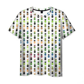 Мужская футболка 3D с принтом Ананасы 25 в Белгороде, 100% полиэфир | прямой крой, круглый вырез горловины, длина до линии бедер | Тематика изображения на принте: летний | паттерн | светлый