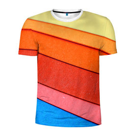 Мужская футболка 3D спортивная с принтом Paper color в Белгороде, 100% полиэстер с улучшенными характеристиками | приталенный силуэт, круглая горловина, широкие плечи, сужается к линии бедра | геометрия | полосы | разноцветный