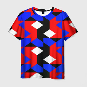 Мужская футболка 3D с принтом Absorbed в Белгороде, 100% полиэфир | прямой крой, круглый вырез горловины, длина до линии бедер | красный | разноцветные | синий | текстуры | цветные
