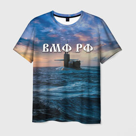 Мужская футболка 3D с принтом Подводная лодка в Белгороде, 100% полиэфир | прямой крой, круглый вырез горловины, длина до линии бедер | Тематика изображения на принте: вмф | морской флот | моряк | тельняшка | флот | якорь