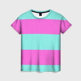 Женская футболка 3D с принтом Кислотные цвета в Белгороде, 100% полиэфир ( синтетическое хлопкоподобное полотно) | прямой крой, круглый вырез горловины, длина до линии бедер | кислотные цвета | розовый