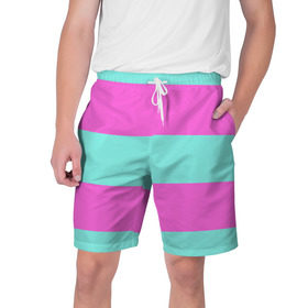 Мужские шорты 3D с принтом Кислотные цвета в Белгороде,  полиэстер 100% | прямой крой, два кармана без застежек по бокам. Мягкая трикотажная резинка на поясе, внутри которой широкие завязки. Длина чуть выше колен | кислотные цвета | розовый