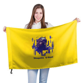 Флаг 3D с принтом Shaquille O`Neal в Белгороде, 100% полиэстер | плотность ткани — 95 г/м2, размер — 67 х 109 см. Принт наносится с одной стороны | nba | баскетбол | баскетболист | спорт | шакил о’нил