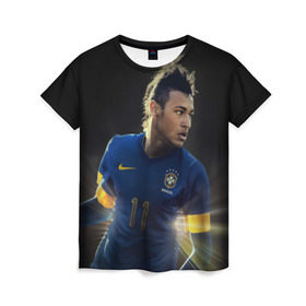 Женская футболка 3D с принтом Neymar в Белгороде, 100% полиэфир ( синтетическое хлопкоподобное полотно) | прямой крой, круглый вырез горловины, длина до линии бедер | барселона | бразилия | неймар | футбол | футболист