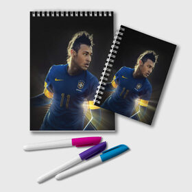 Блокнот с принтом Neymar в Белгороде, 100% бумага | 48 листов, плотность листов — 60 г/м2, плотность картонной обложки — 250 г/м2. Листы скреплены удобной пружинной спиралью. Цвет линий — светло-серый
 | барселона | бразилия | неймар | футбол | футболист