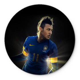 Коврик круглый с принтом Neymar в Белгороде, резина и полиэстер | круглая форма, изображение наносится на всю лицевую часть | барселона | бразилия | неймар | футбол | футболист