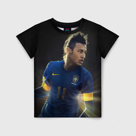 Детская футболка 3D с принтом Neymar в Белгороде, 100% гипоаллергенный полиэфир | прямой крой, круглый вырез горловины, длина до линии бедер, чуть спущенное плечо, ткань немного тянется | барселона | бразилия | неймар | футбол | футболист