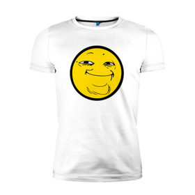 Мужская футболка премиум с принтом Смайлик в Белгороде, 92% хлопок, 8% лайкра | приталенный силуэт, круглый вырез ворота, длина до линии бедра, короткий рукав | yoba | пека | смайлик
