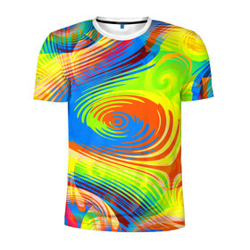 Мужская футболка 3D спортивная с принтом Tie-Dye в Белгороде, 100% полиэстер с улучшенными характеристиками | приталенный силуэт, круглая горловина, широкие плечи, сужается к линии бедра | абстракция | волны | круги | спираль