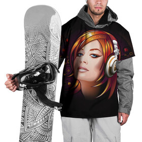 Накидка на куртку 3D с принтом Девушка в наушниках в Белгороде, 100% полиэстер |  | dj | music | девушка | диджей | клуб | музыка | наушники