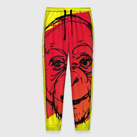 Мужские брюки 3D с принтом Fire Monkey в Белгороде, 100% полиэстер | манжеты по низу, эластичный пояс регулируется шнурком, по бокам два кармана без застежек, внутренняя часть кармана из мелкой сетки | мартышка | обезьяна | огненная